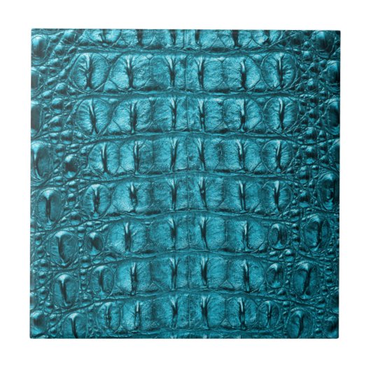 trendy blauwgroen turquoise aqua blue alligator pr tegeltje (Voorkant)