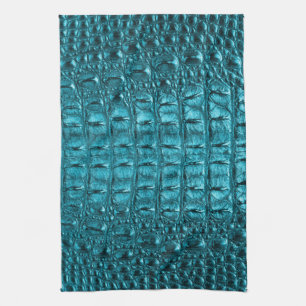 trendy blauwgroen turquoise aqua blue alligator pr theedoek