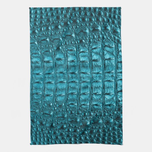 trendy blauwgroen turquoise aqua blue alligator pr theedoek (Verticaal)