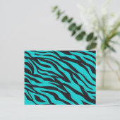 Trendy Blauwgroen Turquoise Black Zebra Stripes Briefkaart (Staand voorkant)