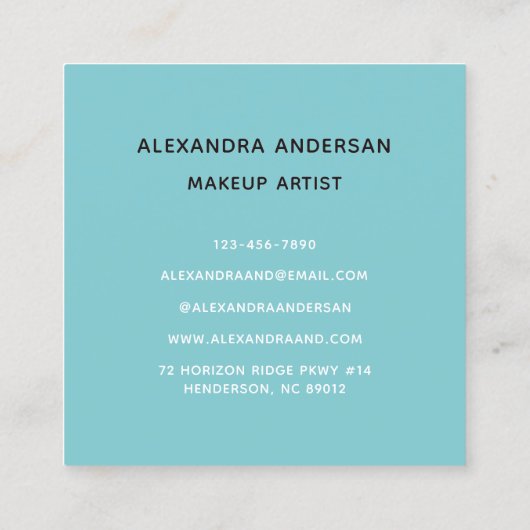 Trendy Blauwgroen Turquoise Gouden Glitter Wimper  Vierkante Visitekaartje (Achterkant)