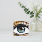 Trendy Blauwgroen Turquoise Gouden Glitter Wimper  Vierkante Visitekaartje (Staand voorkant)