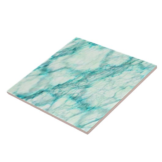 Trendy Blauwgroen White Marbling Pattern Tegeltje (Zijkant)