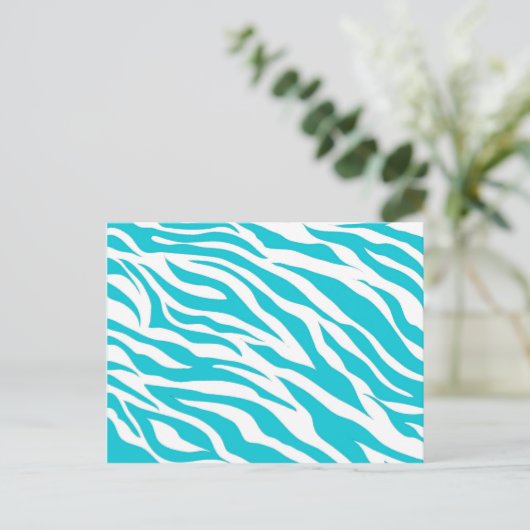 Trendy Blauwgroen witte zebrastripes Vleesdierlijk Briefkaart (Staand voorkant)