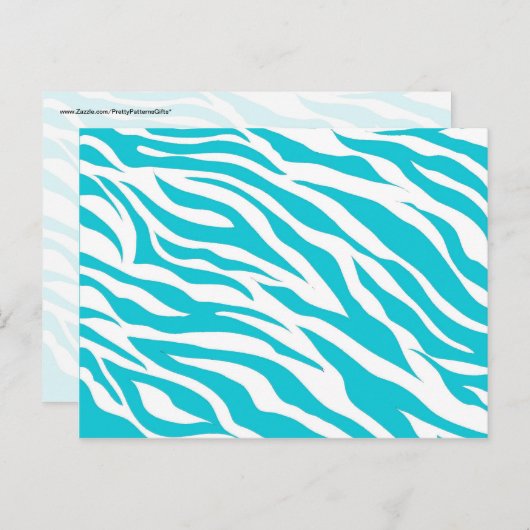 Trendy Blauwgroen witte zebrastripes Vleesdierlijk Briefkaart (Voorkant / Achterkant)