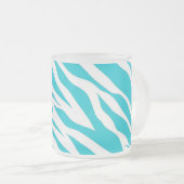 Trendy Blauwgroen witte zebrastripes Vleesdierlijk Matglas Koffiemok (Voorkant rechts)