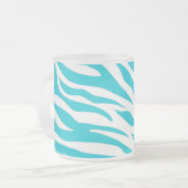Trendy Blauwgroen witte zebrastripes Vleesdierlijk Matglas Koffiemok (Voorkant links)