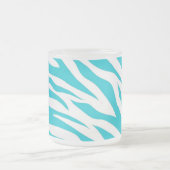 Trendy Blauwgroen witte zebrastripes Vleesdierlijk Matglas Koffiemok (Center)