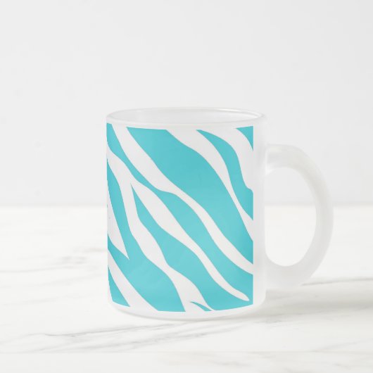 Trendy Blauwgroen witte zebrastripes Vleesdierlijk Matglas Koffiemok (Rechts)
