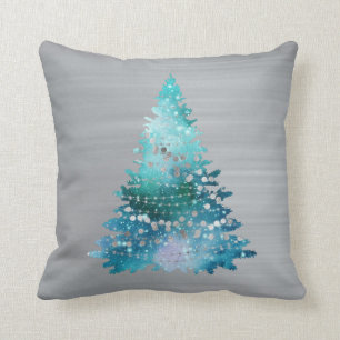 Trendy Blauwgroen Zilver Glitter Kerstmis Kussen