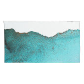 Trendy Blauwgroen zwarte Abstracte kunstalcoholink Kussensloop (Achterkant-Rechts)