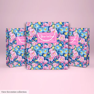 Trendy bleke roze en baby blauw cadeau tas wrap medium cadeauzakje