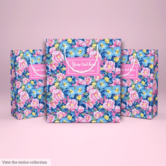 Trendy bleke roze en baby blauw cadeau tas wrap medium cadeauzakje