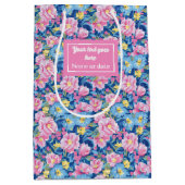 Trendy bleke roze en baby blauw cadeau tas wrap medium cadeauzakje (Voorkant)
