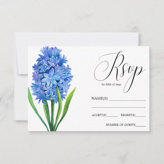 Trendy Bloem Blauw Hydrangea rustieke bruiloft RSV RSVP Kaartje (Voorkant)