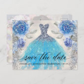 Trendy bloem foto Quinceañera Save The Date kaart (Voorkant / Achterkant)
