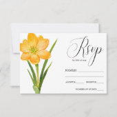 Trendy Bloem GEEL Krokus rustieke bruiloft RSVP (Voorkant)