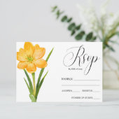 Trendy Bloem GEEL Krokus rustieke bruiloft RSVP (Staand voorkant)