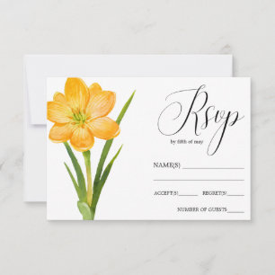 Trendy Bloem GEEL Krokus rustieke bruiloft RSVP Kaartje
