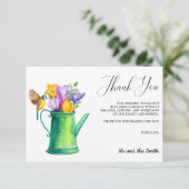 Trendy Bloem Tulp Watering kan Bruiloft Dank u Bedankkaart (Staand voorkant)