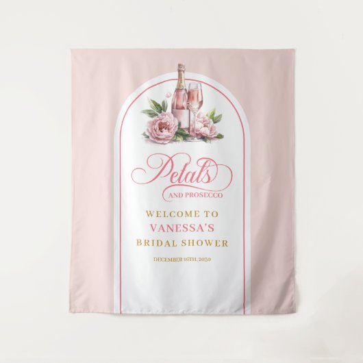 Trendy bloemblaadjes en prosecco bruids wandtapijt wandkleed (Voorkant)