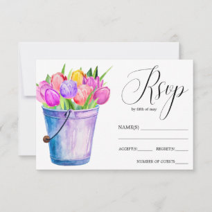 Trendy Bloemememmer van tulpen rustieke bruiloft R RSVP Kaartje