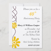 Trendy Bloemen 40e Huwelijksjubileum Feest Kaart (Achterkant)