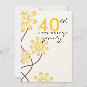 Trendy Bloemen 40e Huwelijksjubileum Feest Kaart