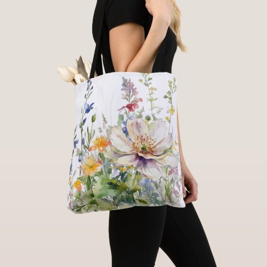 Trendy Bloemen Canvas tas (Dichtbij)