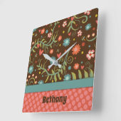 Trendy  Bloemen Gepersonaliseerde Unieke Klok (Hoek)