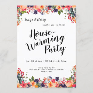Trendy Bloemen Housewarming Party Uitnodiging