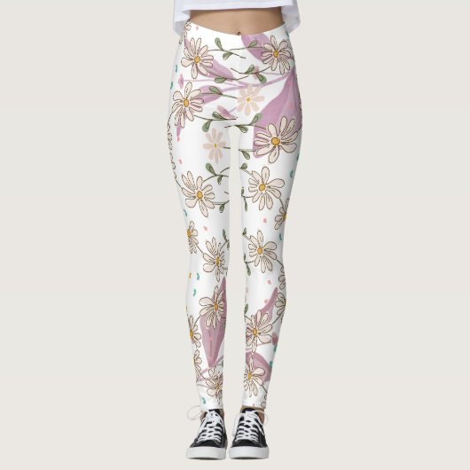 Trendy Bloemen Ontwerp Leggings (Voorkant)