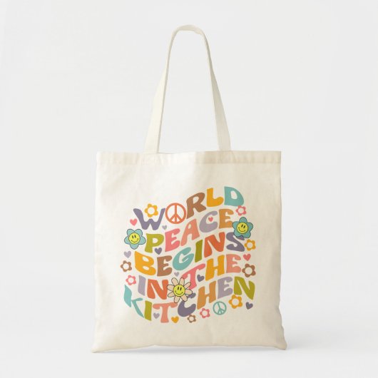 Trendy Bloemen Retro Waterverf Vegan Tote Bag (Voorkant)