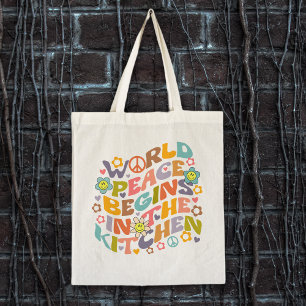 Trendy Bloemen Retro Waterverf Vegan Tote Bag