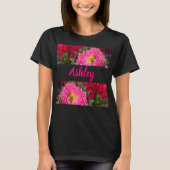 Trendy Bloemen Roze en Rode Aster Bloemen T-Shirt (Voorkant)