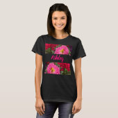 Trendy Bloemen Roze en Rode Aster Bloemen T-Shirt (Voorkant volledig)