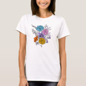 Trendy bloemen vrouwelijk elegant schattig t-shirt (Voorkant)