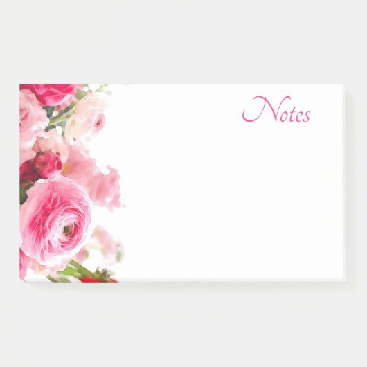 Trendy Bloemen Waterverf Sjabloon Custom Rozen Post-it® Notes (Voorkant)