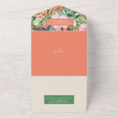 Trendy Bloemen Waterverf Tropisch groen Bruiloft All In One Uitnodiging (Buitenkant)