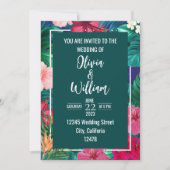 Trendy Bloemen Waterverf Tropisch groen Bruiloft Kaart (Voorkant)