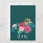 Trendy Bloemen Waterverf Tropisch groen Bruiloft Kaart (Achterkant)