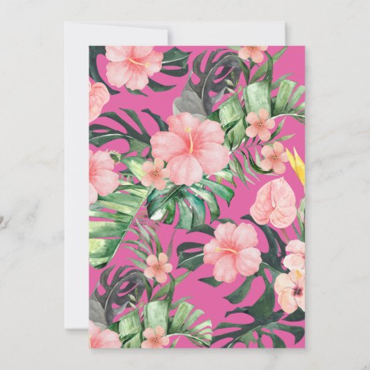 Trendy Bloemen Waterverf Tropisch groen Bruiloft Kaart (Achterkant)