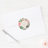 Trendy Bloemen Waterverf Tropisch groen Bruiloft Ronde Sticker (Envelop)