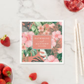 Trendy Bloemen Waterverf Tropisch groen Bruiloft Servet (Insitu)