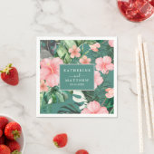 Trendy Bloemen Waterverf Tropisch groen Bruiloft Servet (Insitu)