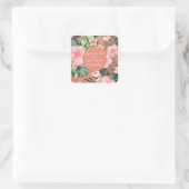 Trendy Bloemen Waterverf Tropisch groen Bruiloft Vierkante Sticker (Tas)