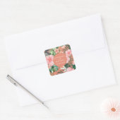 Trendy Bloemen Waterverf Tropisch groen Bruiloft Vierkante Sticker (Envelop)