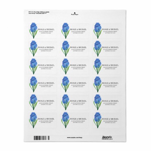 Trendy Bloemenblauw Hydrangea bruiloft Etiket (Full Sheet)