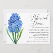 Trendy Bloemenblauw Hydrangea repetitie diner Kaart (Voorkant)