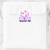 Trendy bloemendecor moderne bedankt vierkante sticker (Tas)